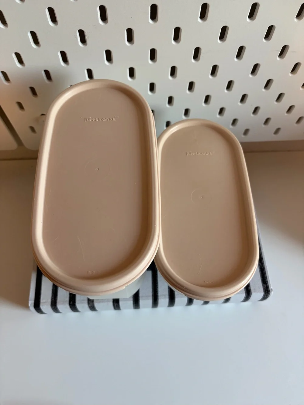 Vintage Tupperware Oval Storage Set in beige
